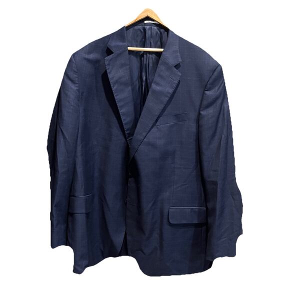 Peter Millar Navy Check 100% Wool Men's Blazer 2-Button Jacket Size 50T - Picture 1 of 5